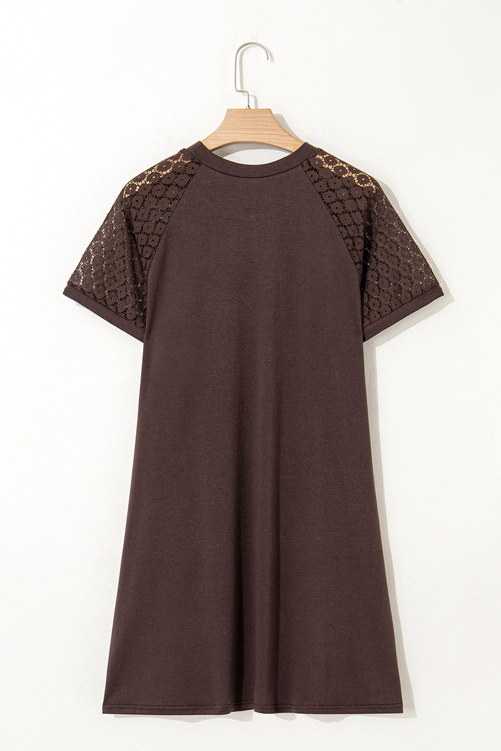 Black Contrast Lace Raglan Sleeve Pleated Detail Shift Dress