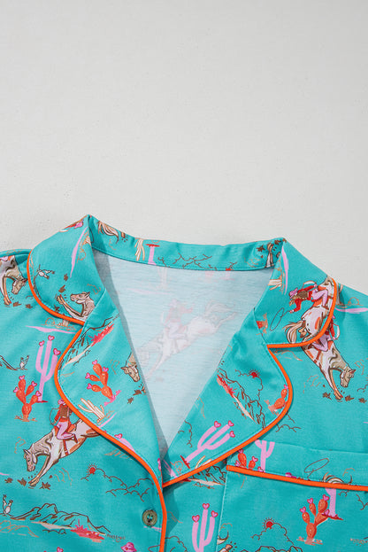 White Cowgirl Country Print Pajamas Set