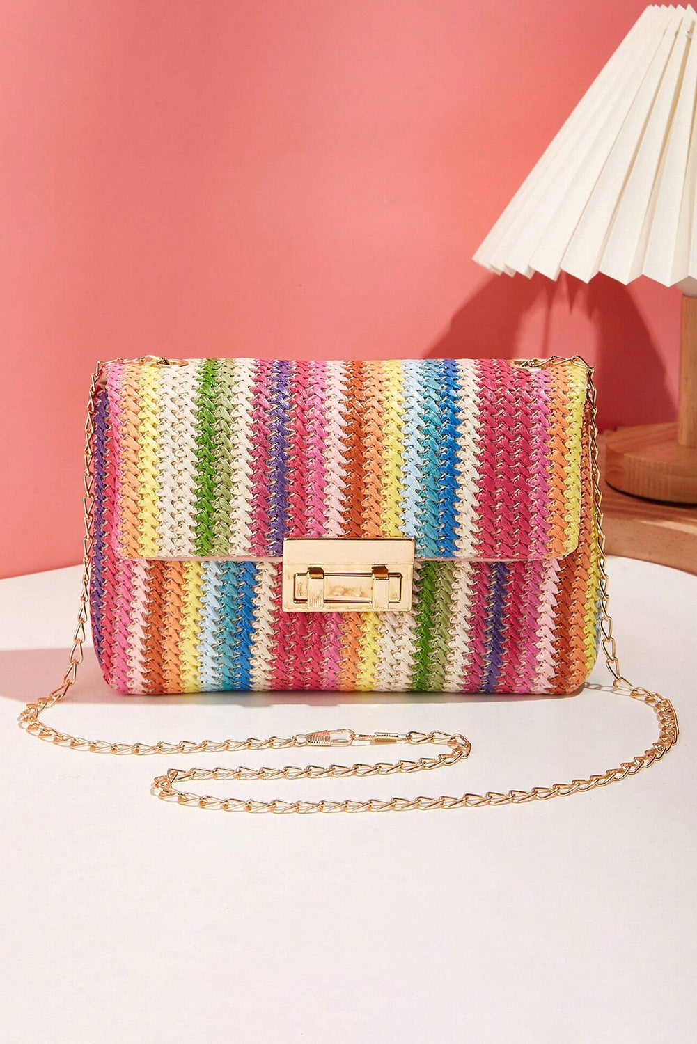 Multicolour Bohemian Woven Gold Chain Shoulder Bag No