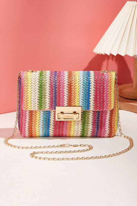 Multicolour Bohemian Woven Gold Chain Shoulder Bag No