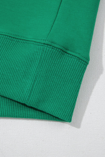 Sea Green Half Zip Puff Sleeve Top and Ruffled Shorts Set