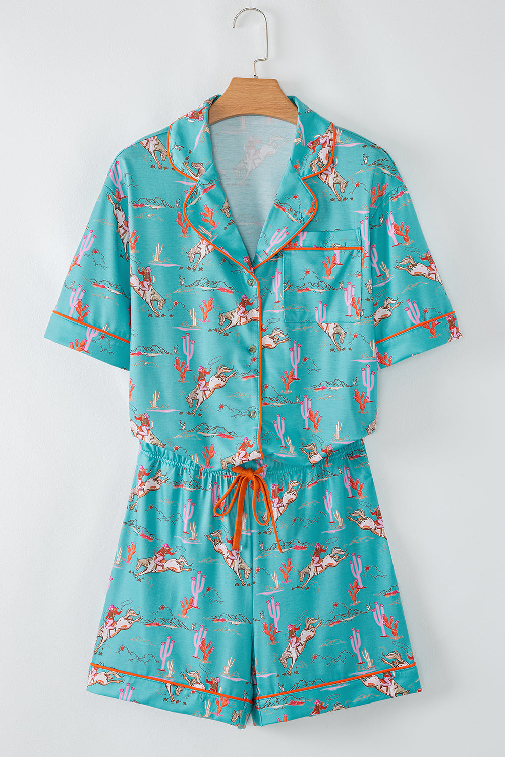 White Cowgirl Country Print Pajamas Set
