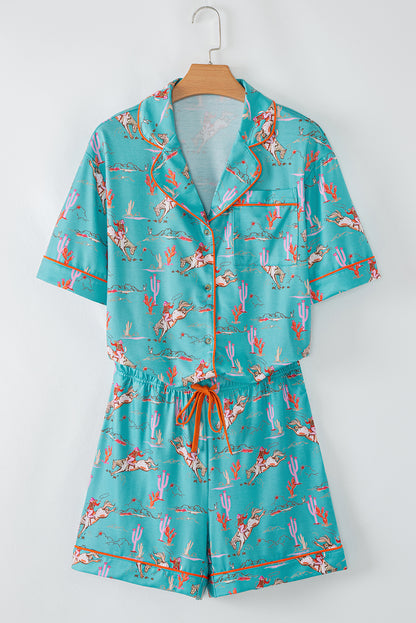 White Cowgirl Country Print Pajamas Set