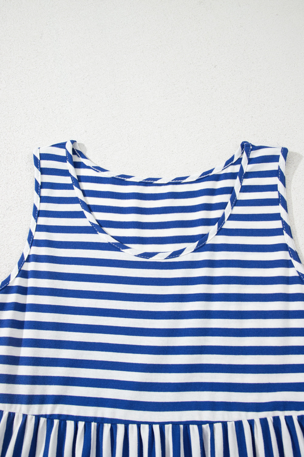 Black Stripe U Neck Sleeveless Loose Fit Mini Dress