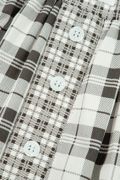 Gray Plaid Wide Leg Casual Pants