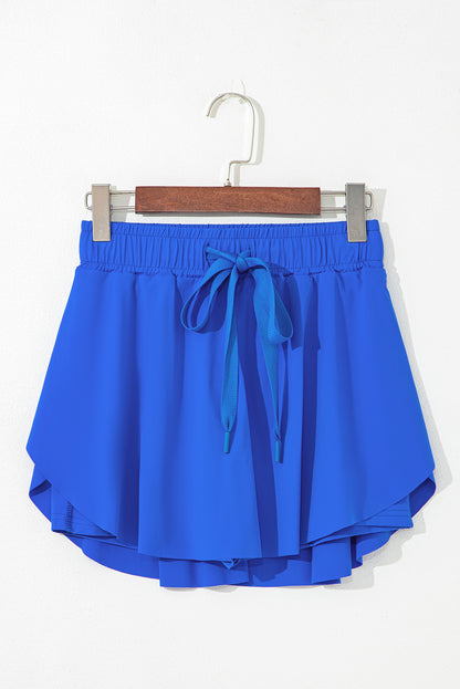 Light Green Drawstring High Waist Lined Tennis Skorts