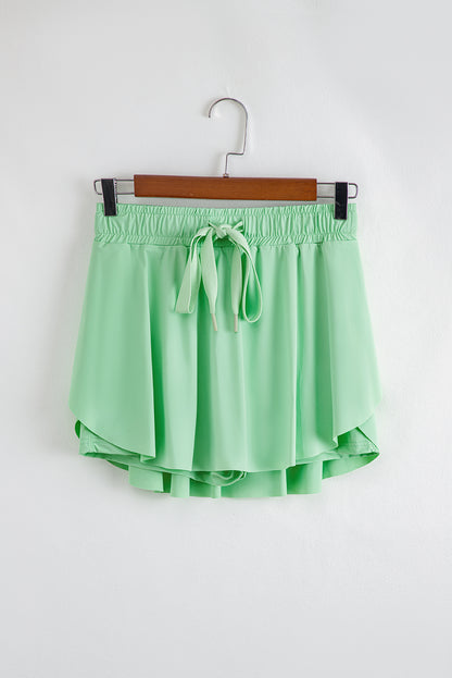Light Green Drawstring High Waist Lined Tennis Skorts