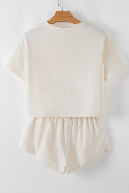 Blossom 2pcs Cropped Tee and Ruffle High Waist Skort Set
