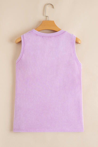 Phalaenopsis Mineral Wash Patched Chest Pocket Casual Tank Top NY