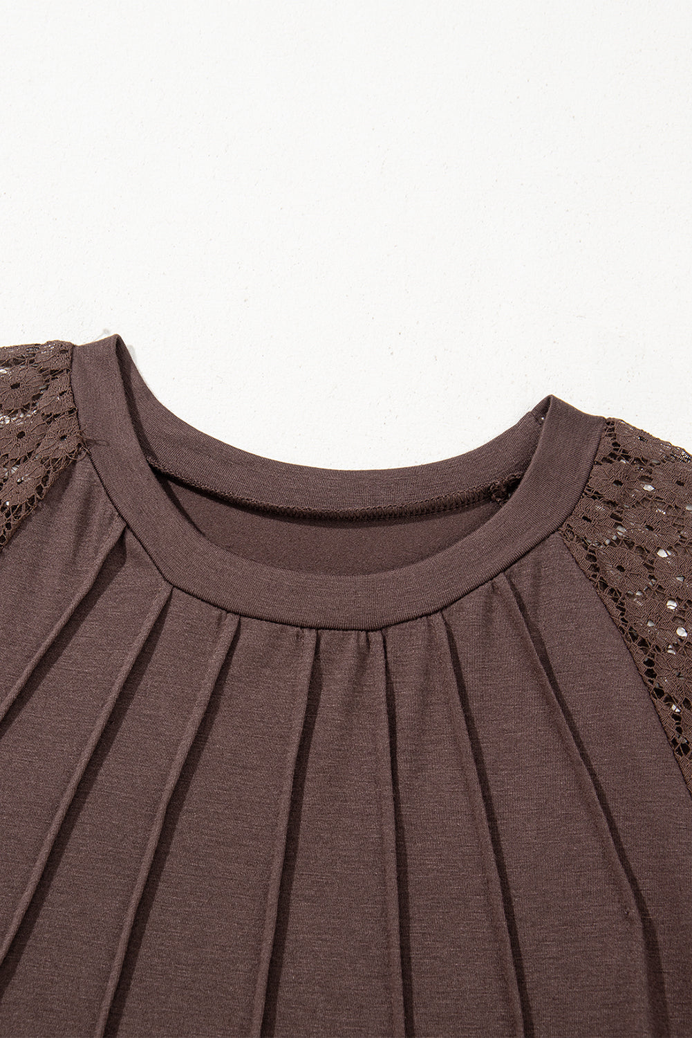 Black Contrast Lace Raglan Sleeve Pleated Detail Shift Dress
