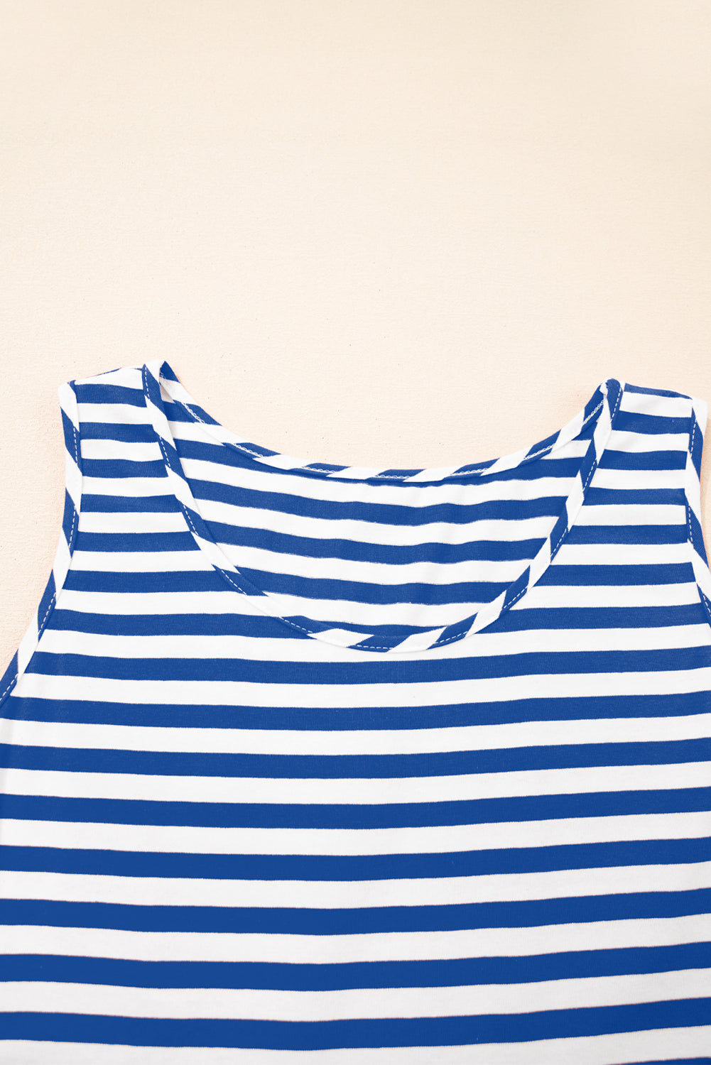 Black Stripe U Neck Sleeveless Loose Fit Mini Dress
