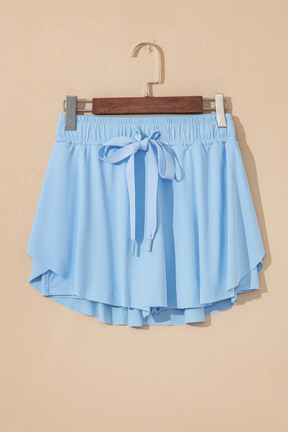 Light Green Drawstring High Waist Lined Tennis Skorts