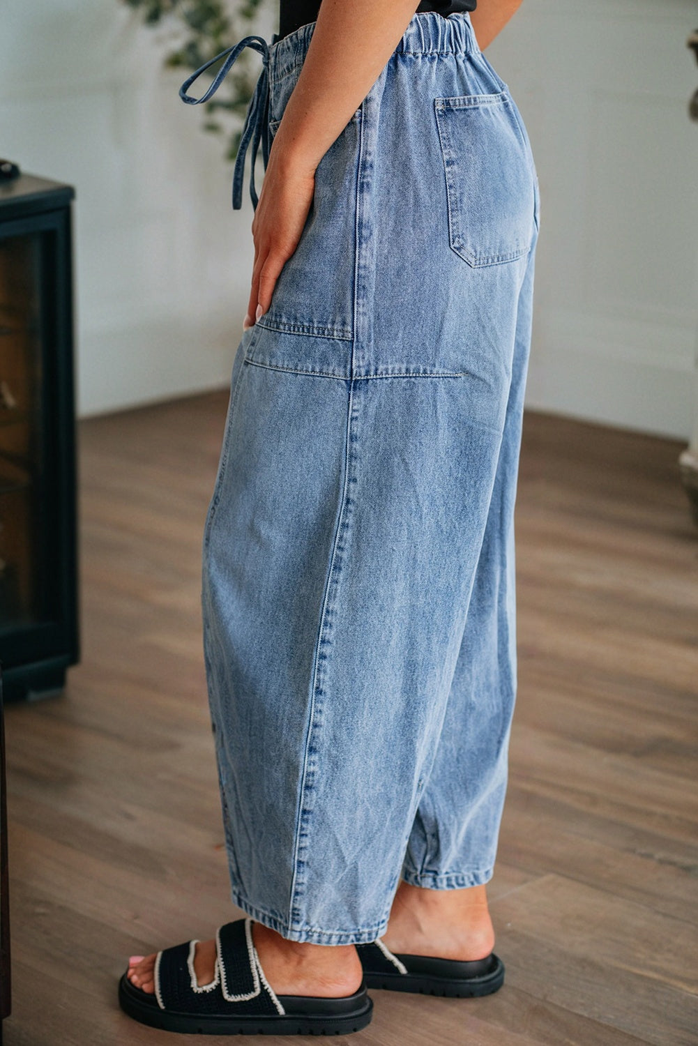 Myosotis Large Patch Pocket Drawstring Paperbag Waist Barrel Jeans