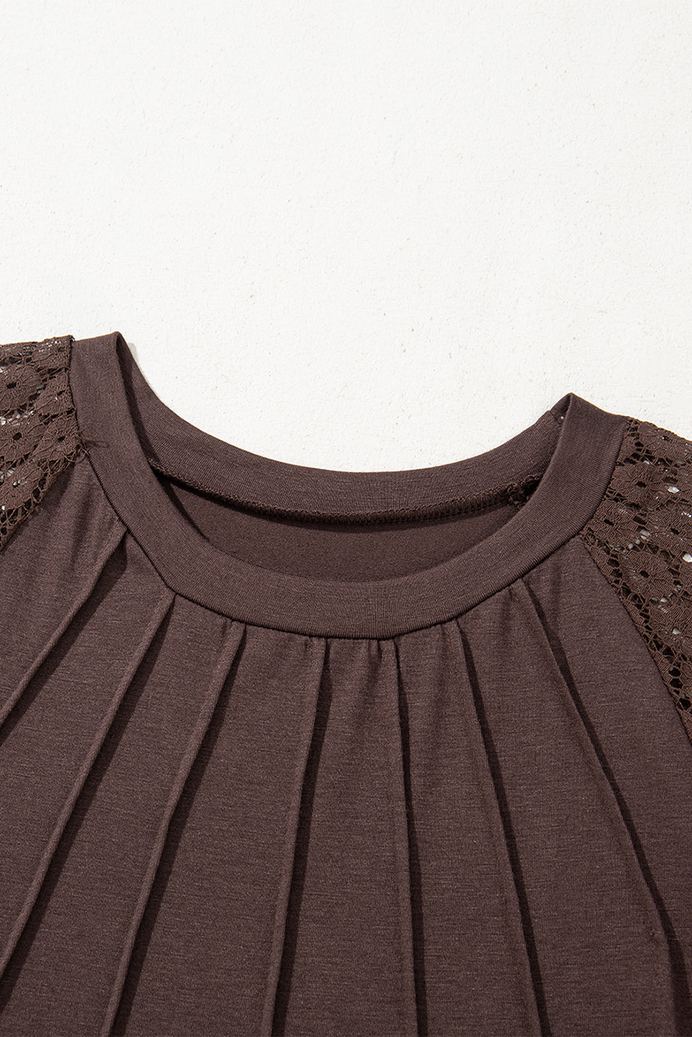 Black Contrast Lace Raglan Sleeve Pleated Detail Shift Dress