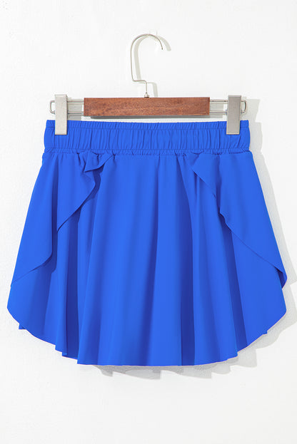 Light Green Drawstring High Waist Lined Tennis Skorts