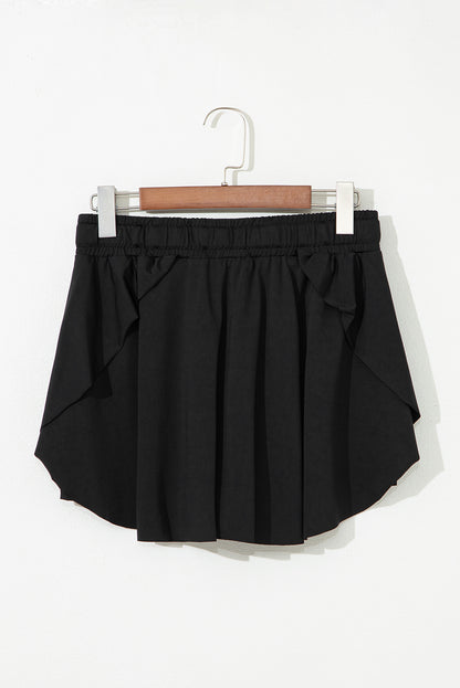 Light Green Drawstring High Waist Lined Tennis Skorts