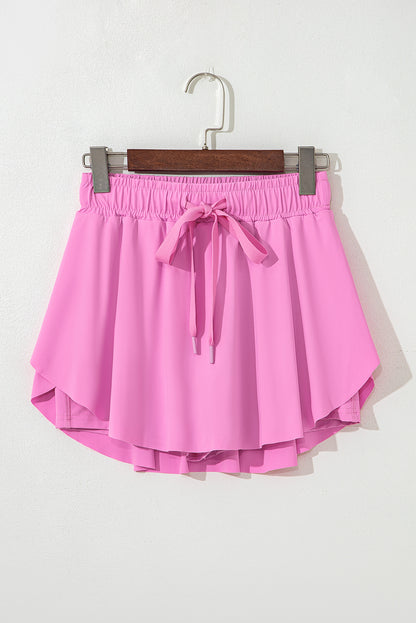 Light Green Drawstring High Waist Lined Tennis Skorts