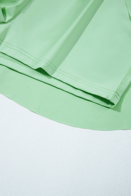 Light Green Drawstring High Waist Lined Tennis Skorts
