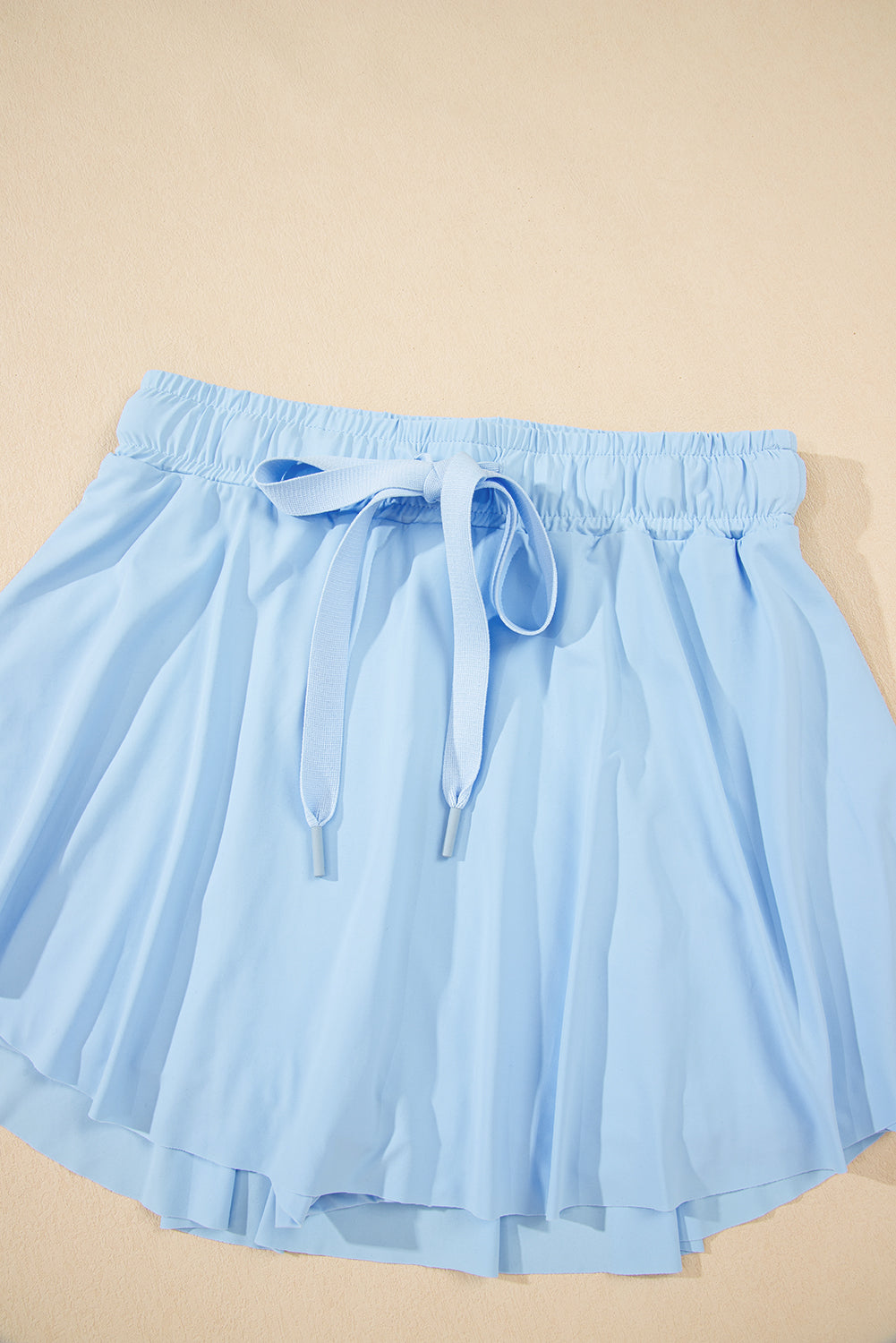 Light Green Drawstring High Waist Lined Tennis Skorts
