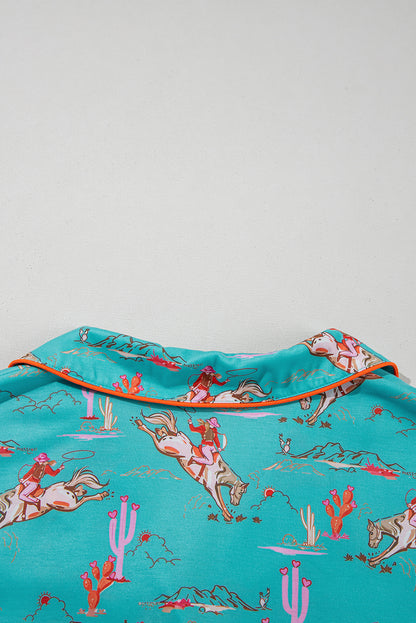 White Cowgirl Country Print Pajamas Set