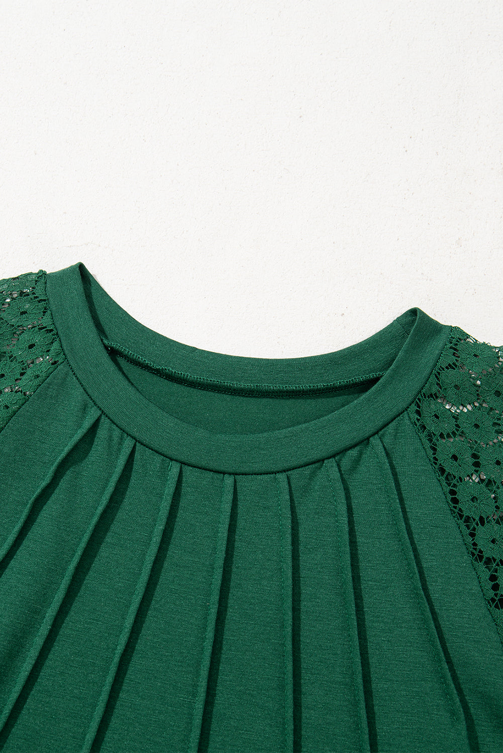 Black Contrast Lace Raglan Sleeve Pleated Detail Shift Dress