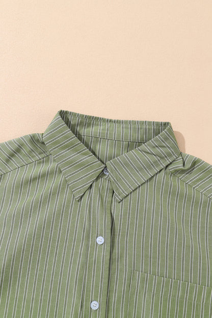 Black Stripe Button Up Oversized Casual Shirt