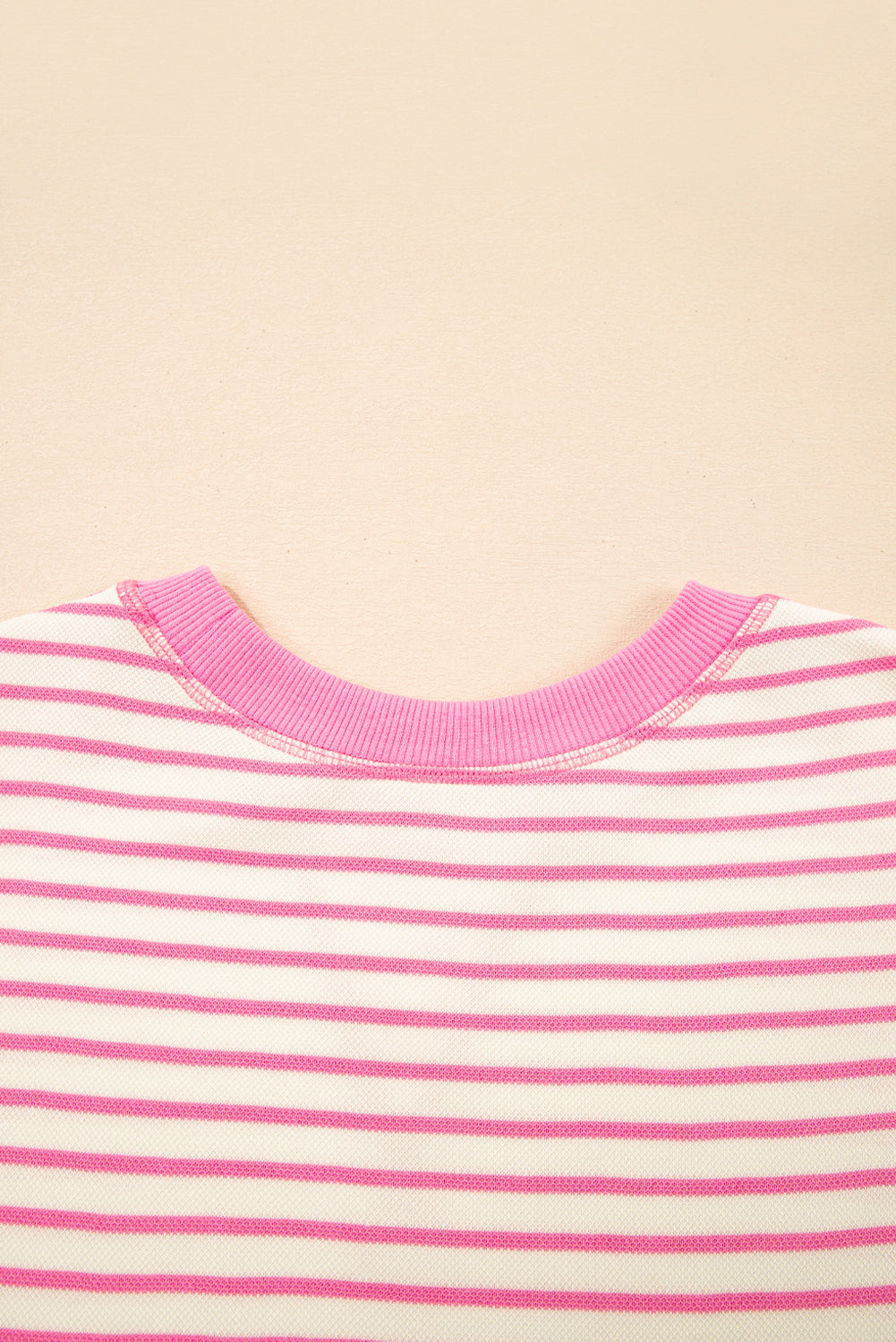 Contrast Detail Striped Ruffle Short Sleeve Top