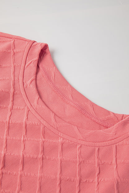 Sachet Pink Checkered Textured Tee and Drawstring Shorts