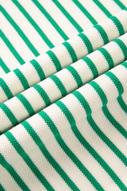 Contrast Detail Striped Ruffle Short Sleeve Top