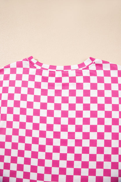 Black Checkerboard T Shirt and High Waist Skorts 2 Piece Outfit
