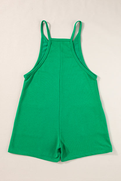 Pink Sleeveless Pocketed V Neck Jersey Romper