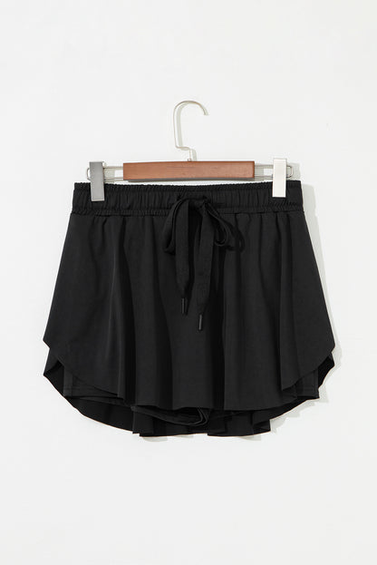Light Green Drawstring High Waist Lined Tennis Skorts