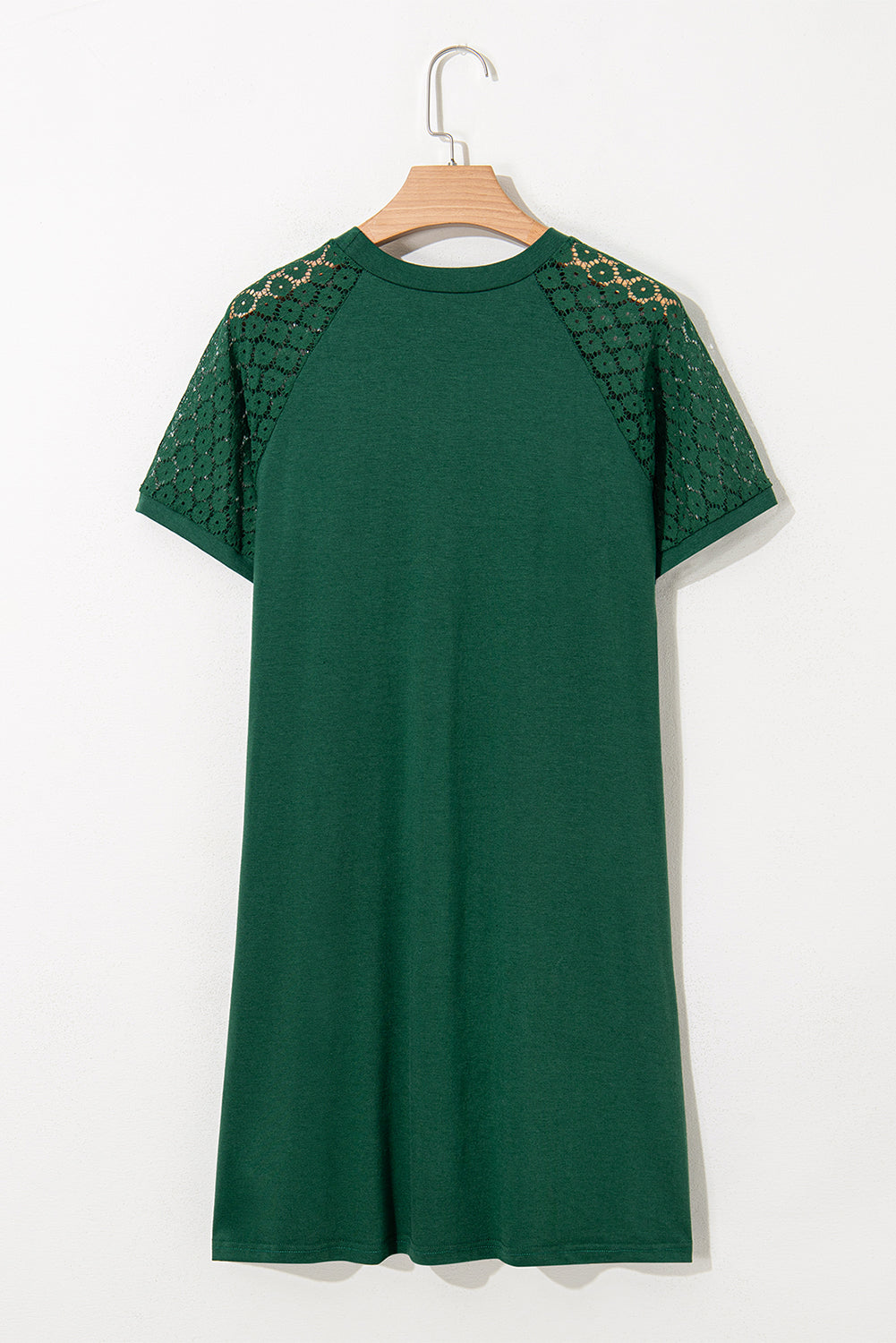 Black Contrast Lace Raglan Sleeve Pleated Detail Shift Dress