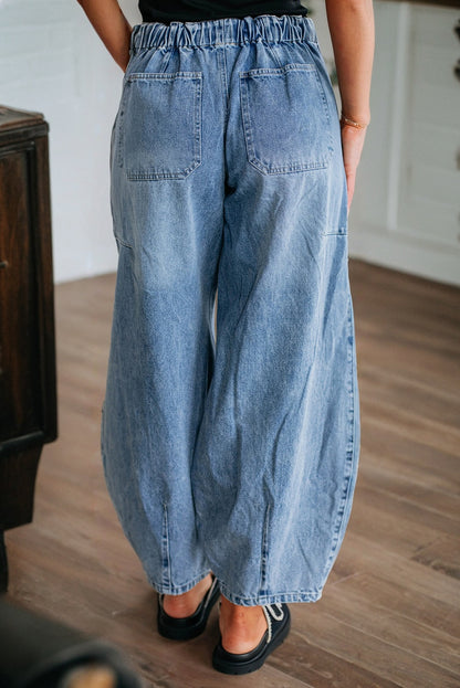 Myosotis Large Patch Pocket Drawstring Paperbag Waist Barrel Jeans