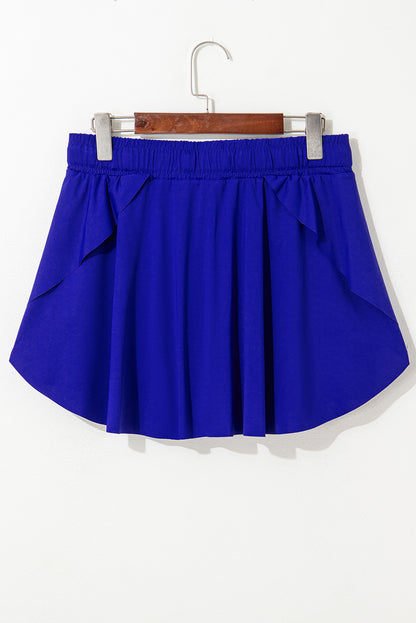 Light Green Drawstring High Waist Lined Tennis Skorts