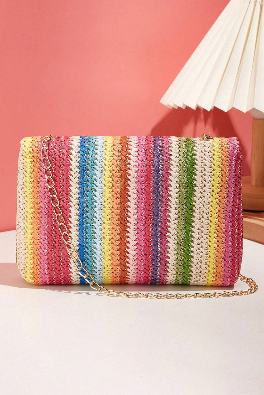 Multicolour Bohemian Woven Gold Chain Shoulder Bag No