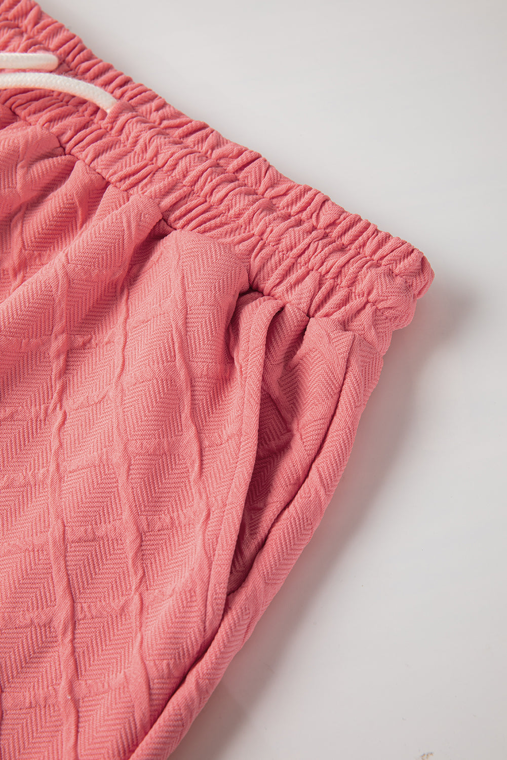 Sachet Pink Checkered Textured Tee and Drawstring Shorts