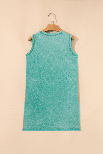 Phalaenopsis Mineral Wash Tank Mini Dress with Pockets