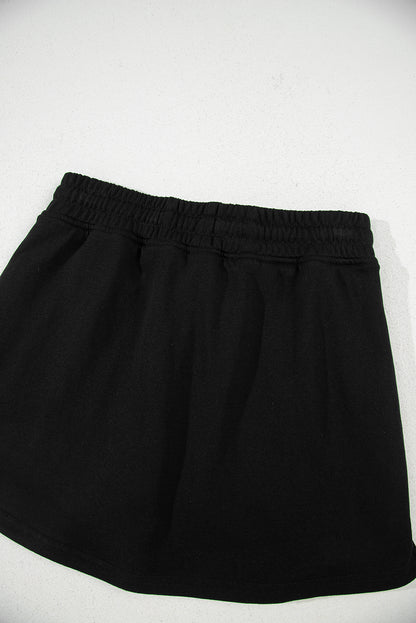 Light Green French Terry Drawstring Mini Skort with Pockets