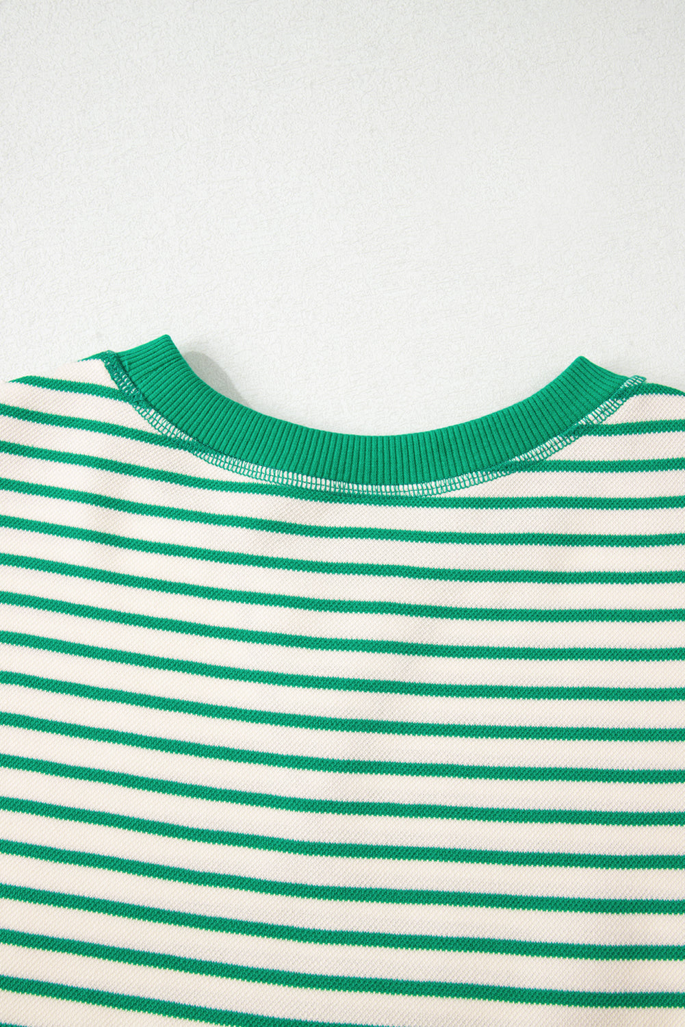 Contrast Detail Striped Ruffle Short Sleeve Top