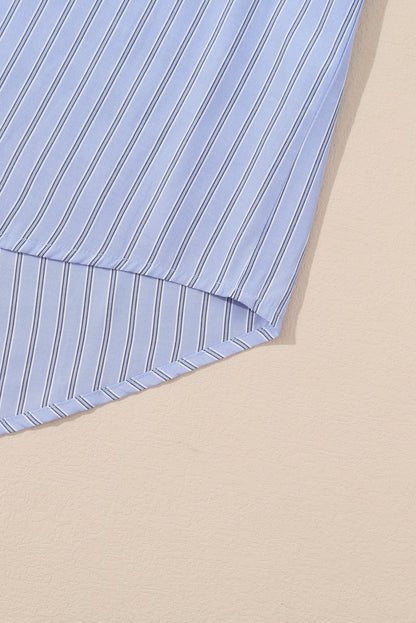 Black Stripe Button Up Oversized Casual Shirt