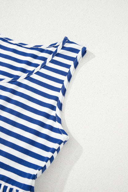 Black Stripe U Neck Sleeveless Loose Fit Mini Dress