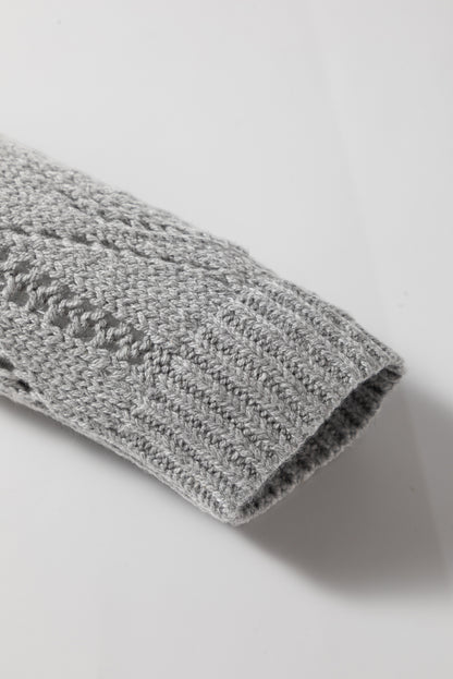 Gray Hollow-out Openwork Knit Cardigan