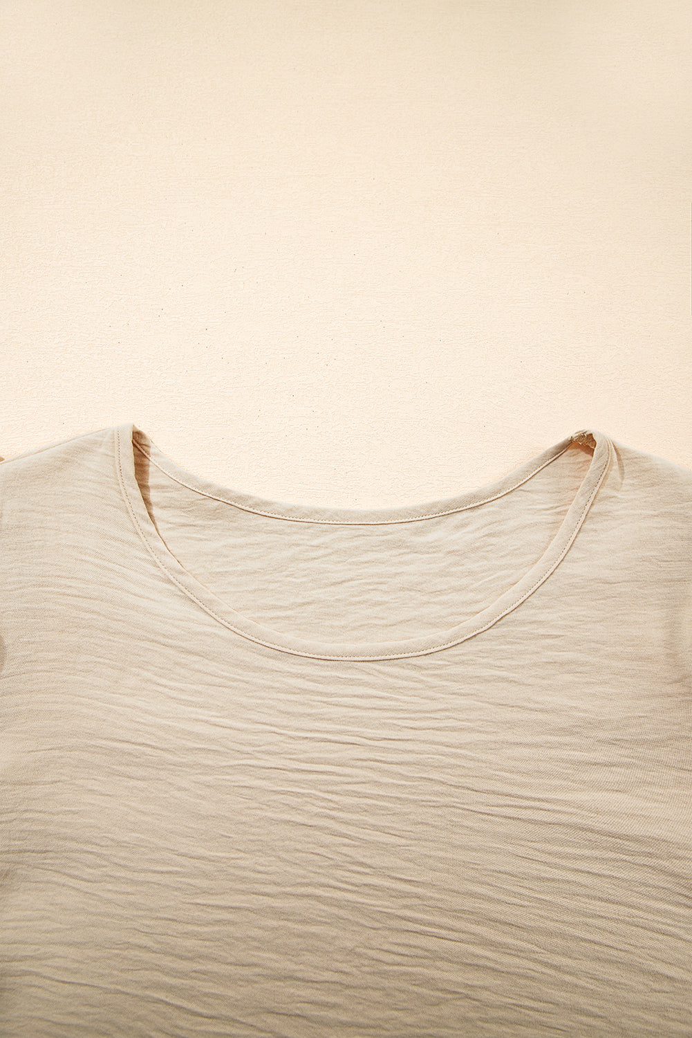 Mist Blue Solid Color Ruffled Short Sleeve Casual Blouse