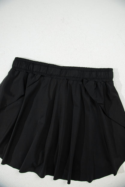 Light Green Drawstring High Waist Lined Tennis Skorts