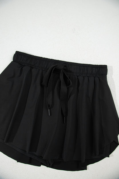 Light Green Drawstring High Waist Lined Tennis Skorts