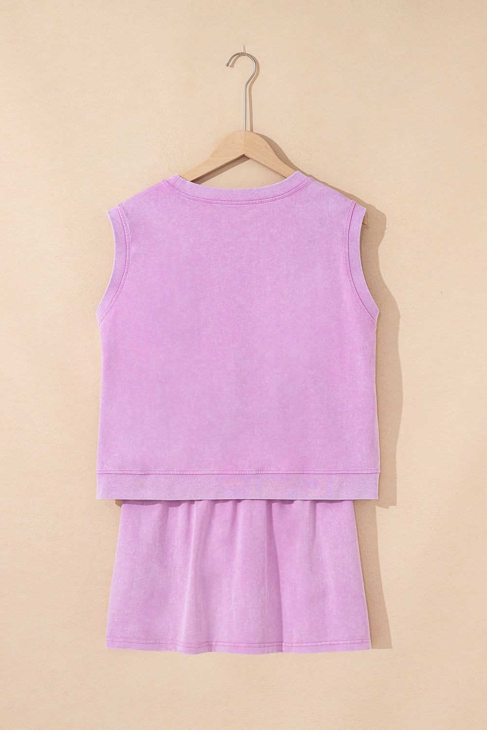 Phalaenopsis 2 Pieces Mineral Wash Cotton Tank Top Lined Split Skirt Set