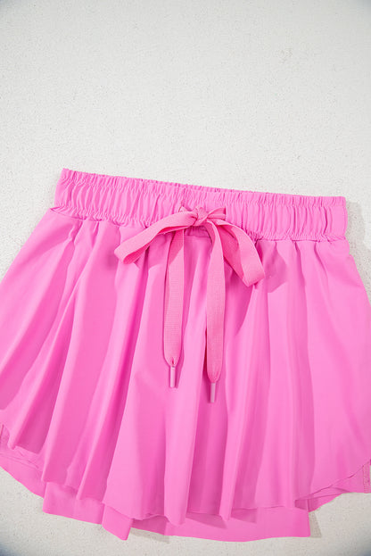 Light Green Drawstring High Waist Lined Tennis Skorts