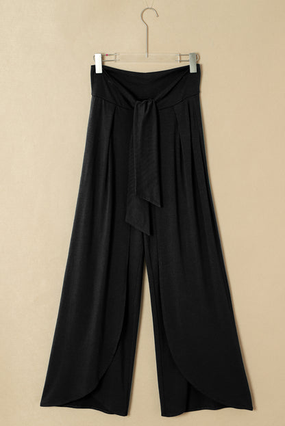 Bonbon Knotted Drop Waist Split Leg Relaxed Pants
