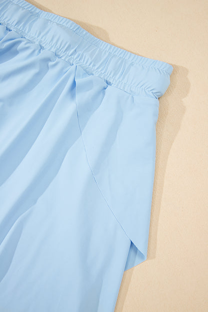 Light Green Drawstring High Waist Lined Tennis Skorts